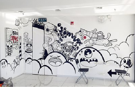  祁门手绘墙并非传统涂鸦。